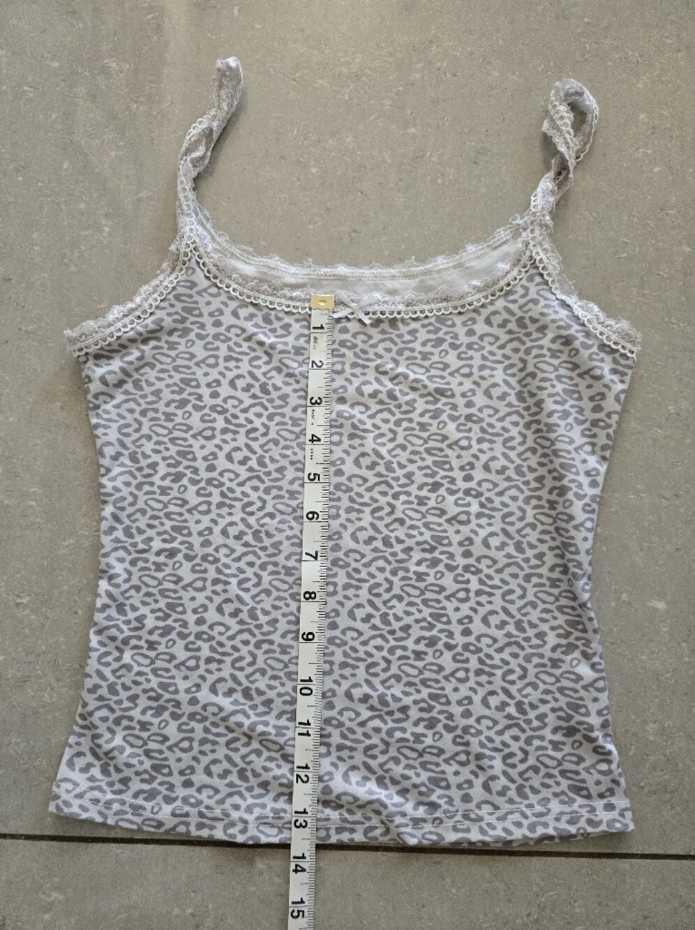 SHEIN Light Gray Leopard Lace-Trim Camisole